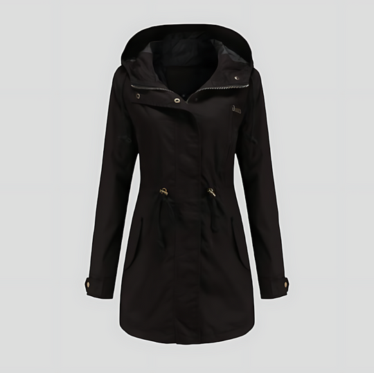 Women's Hooded Parka Jacket with Adjustable Drawstring Waist