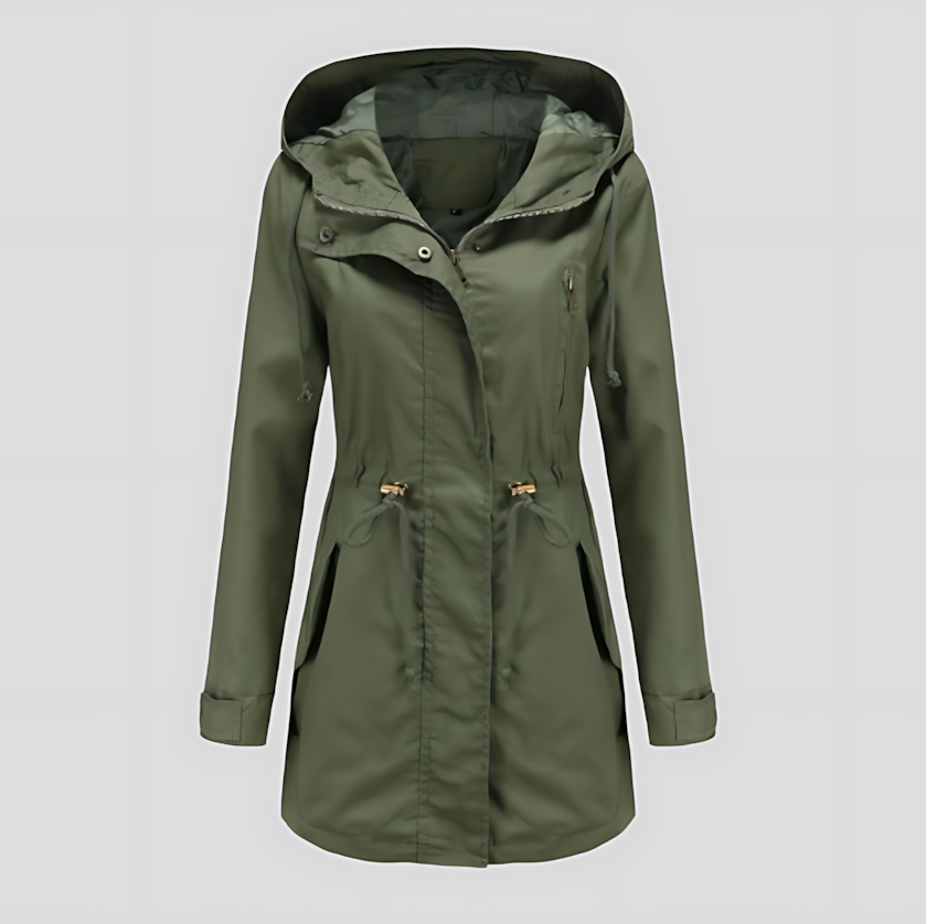 Women's Hooded Parka Jacket with Adjustable Drawstring Waist
