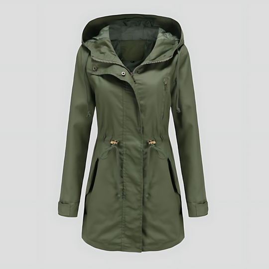 Women's Hooded Parka Jacket with Adjustable Drawstring Waist