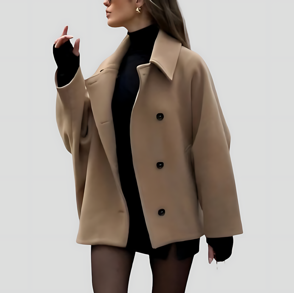 Women's Oversized Coat with Wide Collar