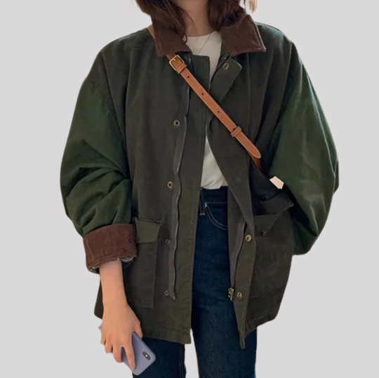 Women's Oversized Jacket with Contrast Collar
