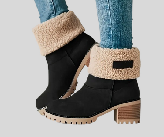 Plush Platform Ankle Boots for Women