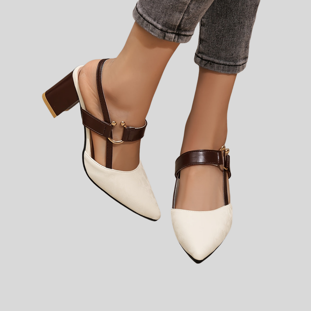 Women's Pointed-Toe Slingback Pumps with Block Heel