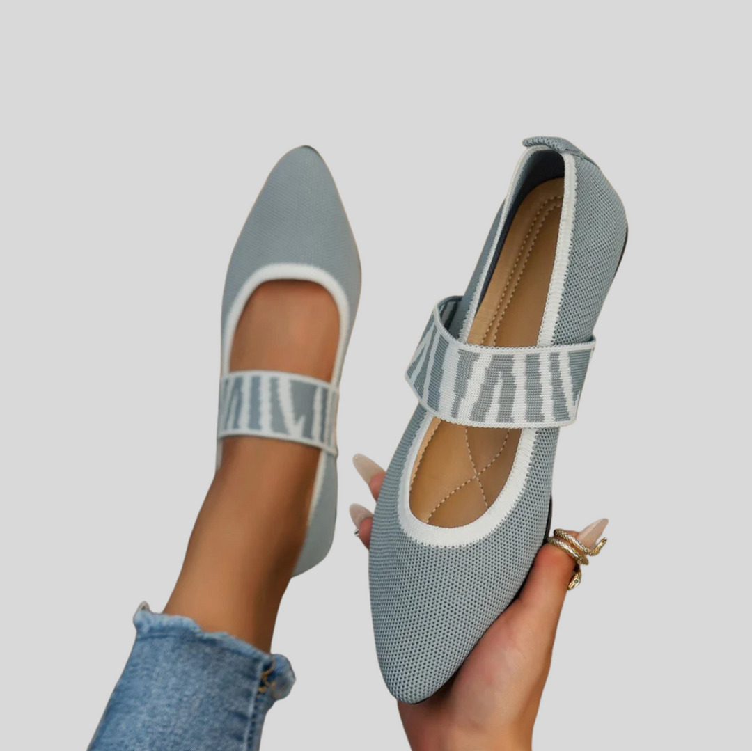Women's Pointed Toe Flats with Checkered Strap