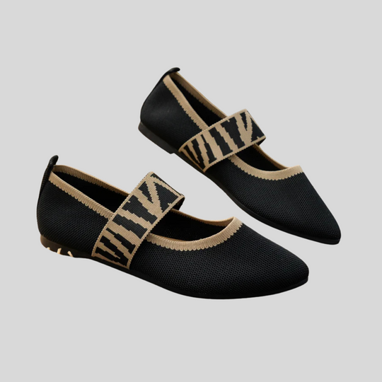 Women's Pointed Toe Flats with Checkered Strap