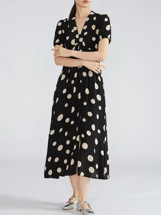 Claire - Sophisticated Polka Dot Dress