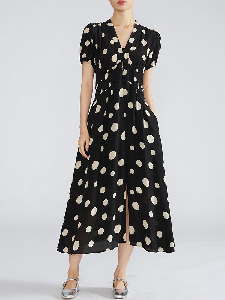 Claire - Sophisticated Polka Dot Dress