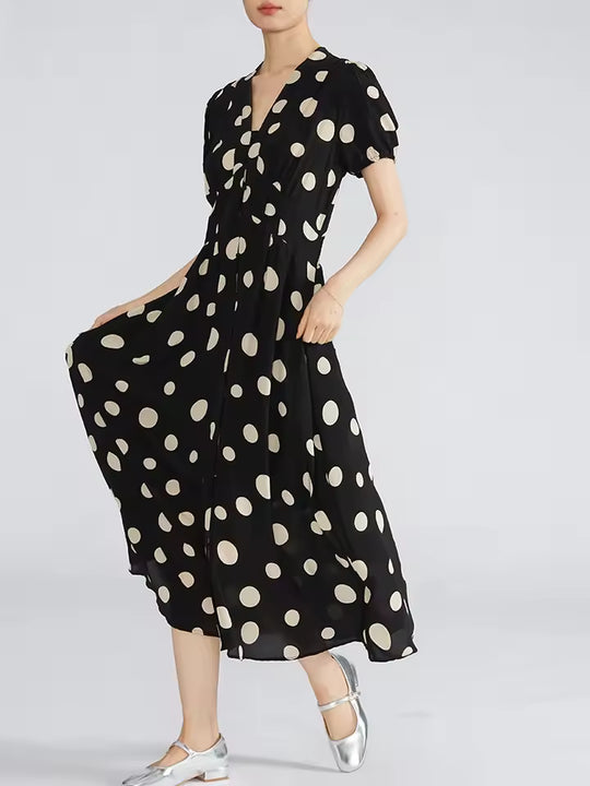 Claire - Sophisticated Polka Dot Dress