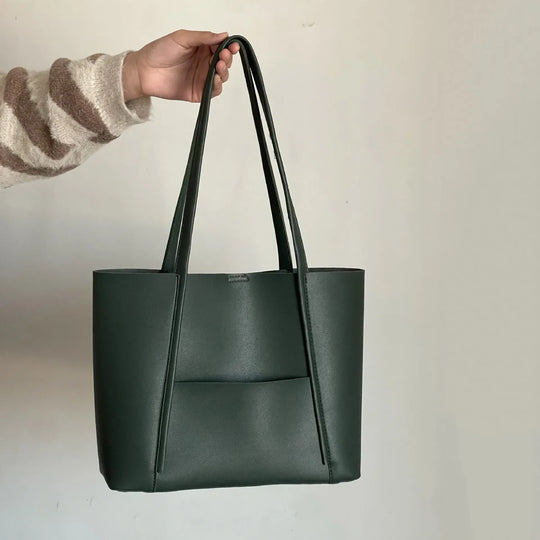 Minimalist Tote Bag with Front Pocket for Women
