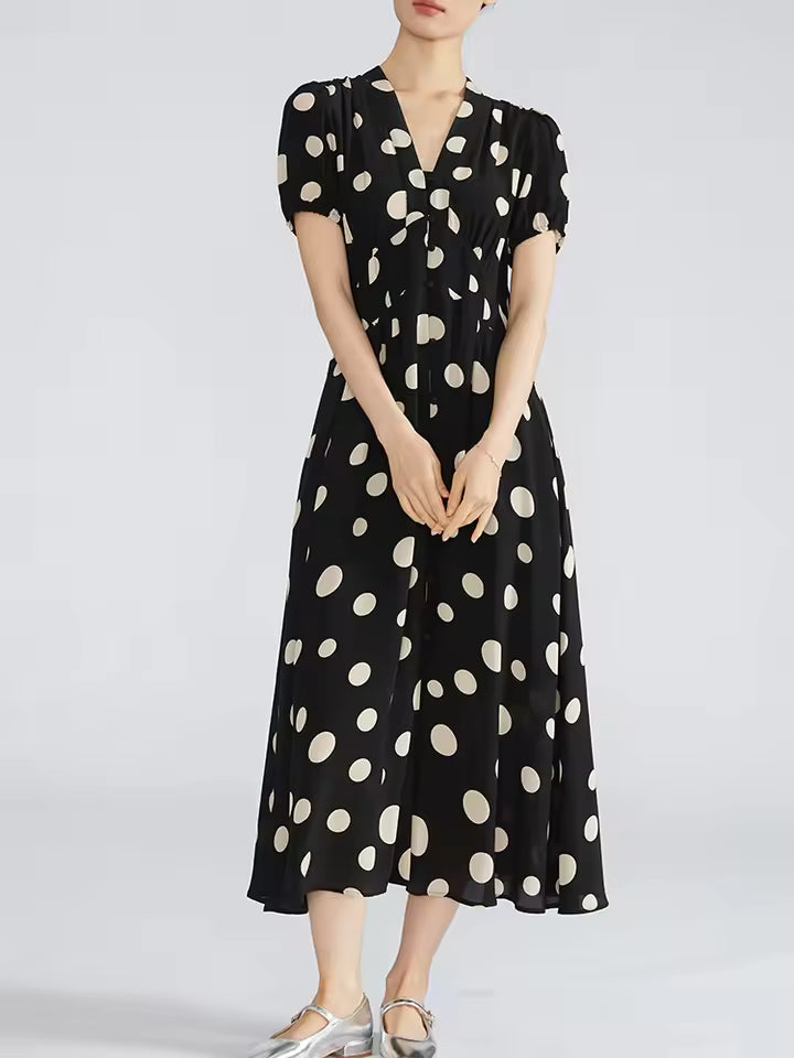 Claire - Sophisticated Polka Dot Dress