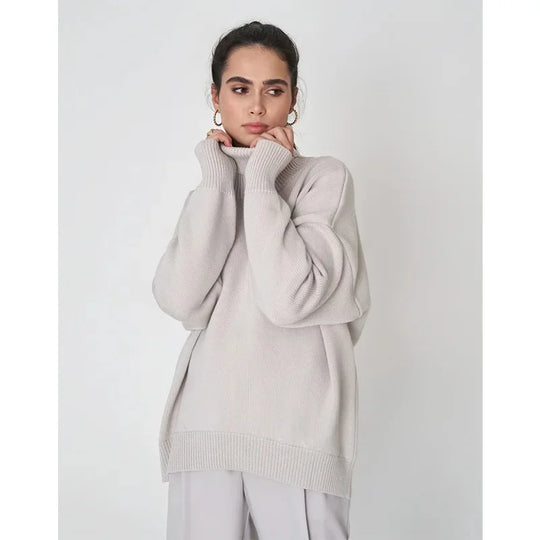 Women's Knit Oversized Turtleneck Sweater