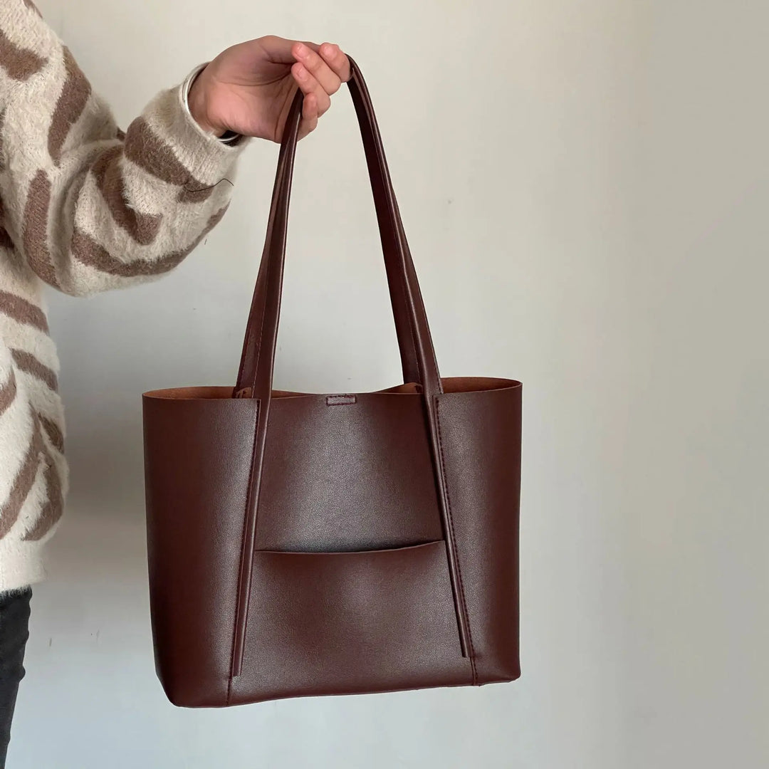 Minimalist Tote Bag with Front Pocket for Women