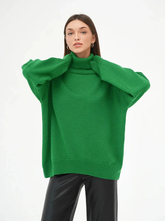Women's Knit Oversized Turtleneck Sweater