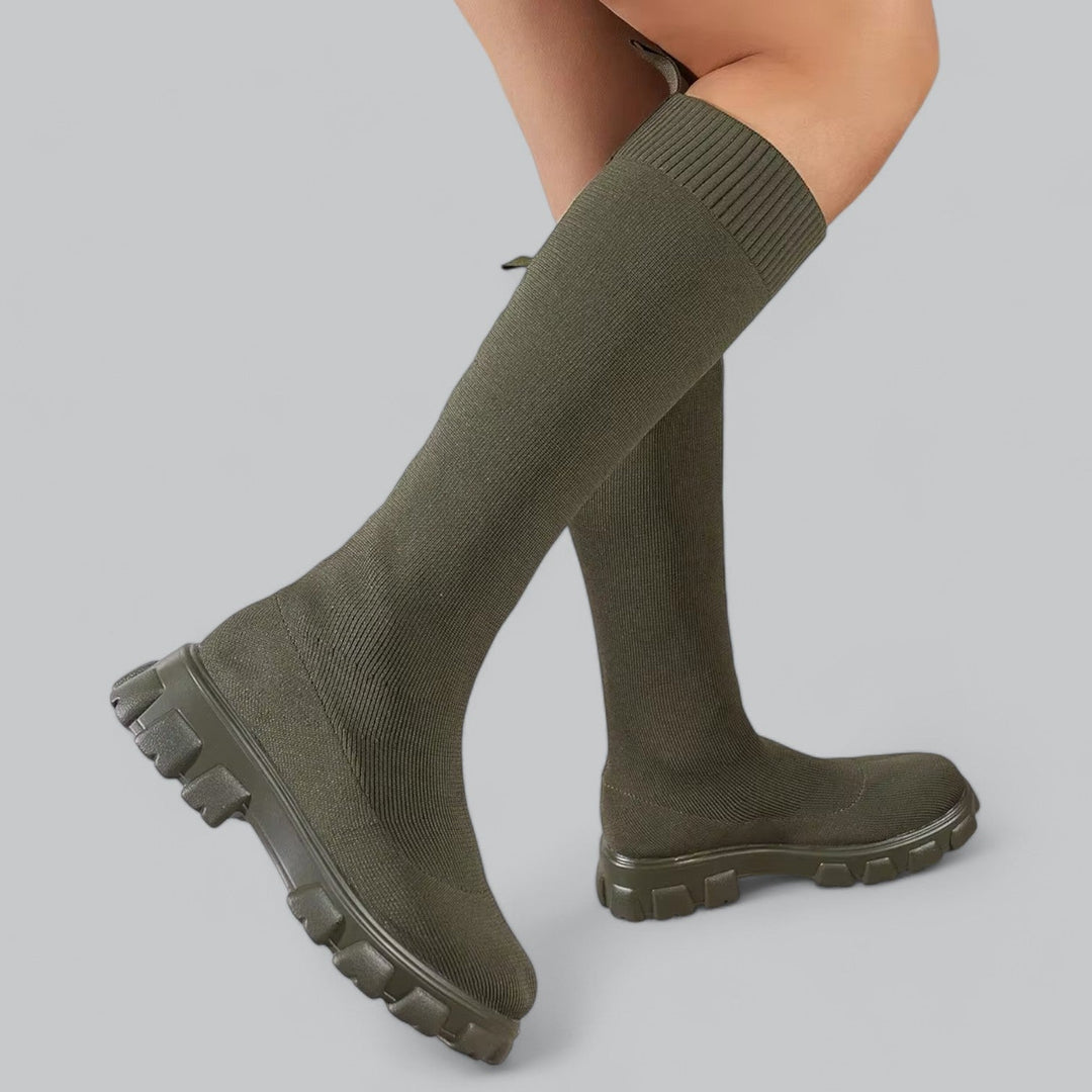 Women's Knee-High Boots with Chunky Platform Heel