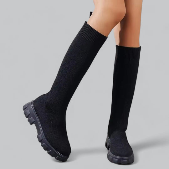 Women's Knee-High Boots with Chunky Platform Heel