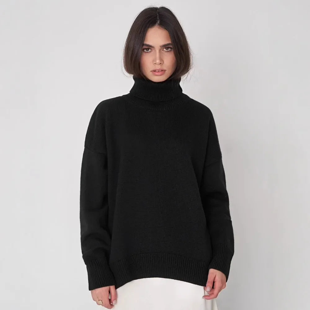 Women's Knit Oversized Turtleneck Sweater