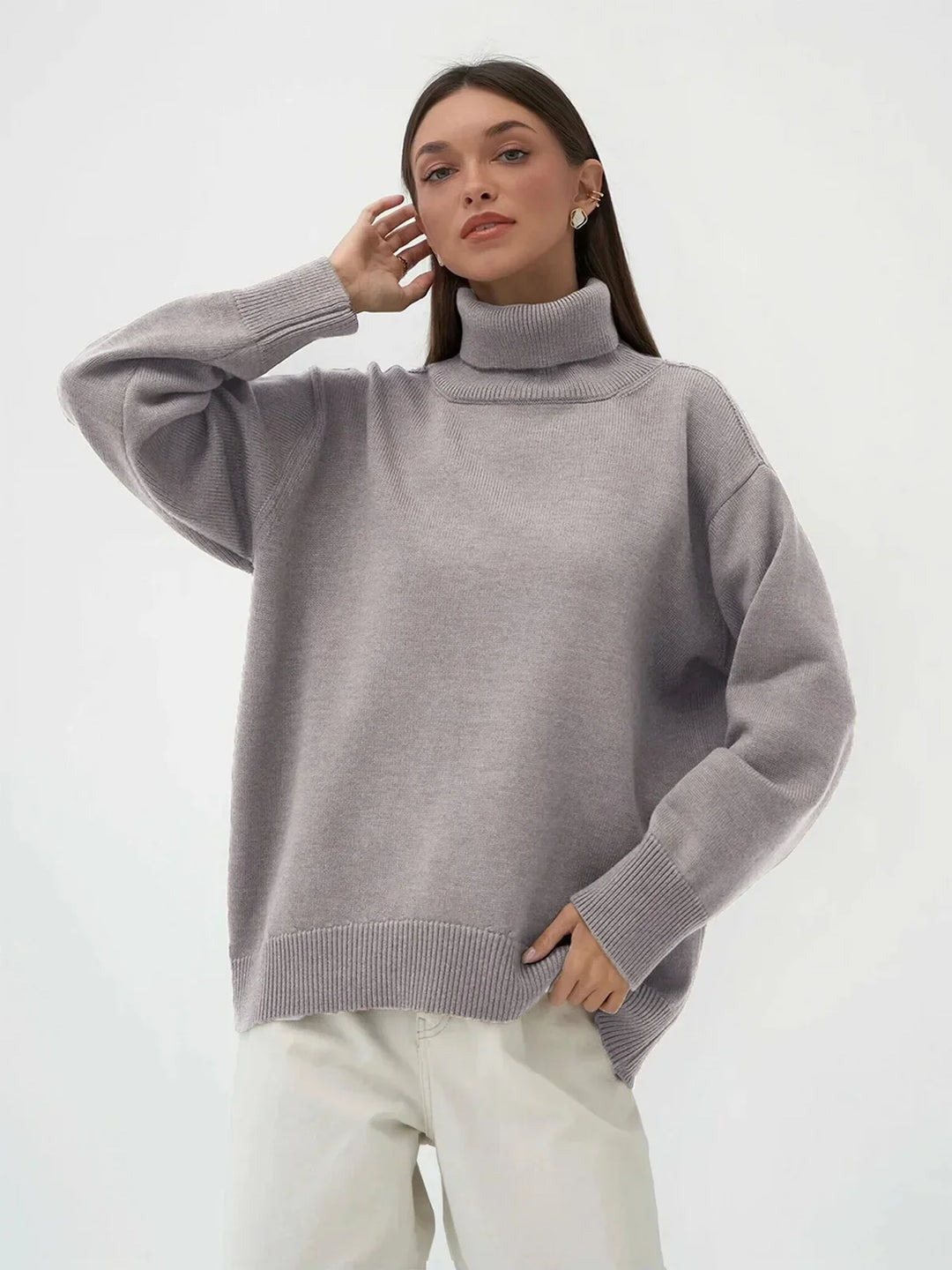 Women's Knit Oversized Turtleneck Sweater
