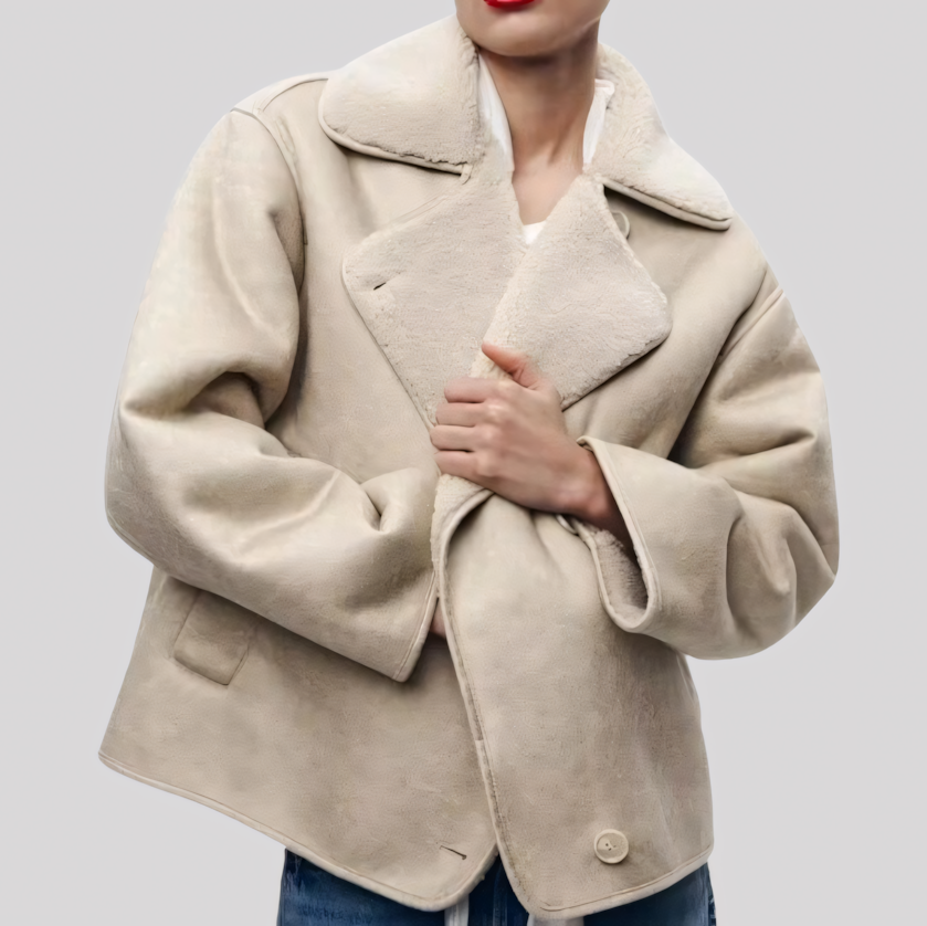 Relaxed Fit Shearling Lined Winter Jacket
