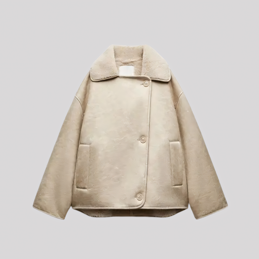 Relaxed Fit Shearling Lined Winter Jacket