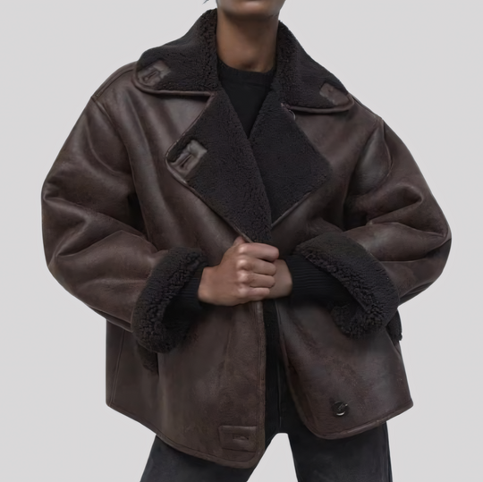 Relaxed Fit Shearling Lined Winter Jacket