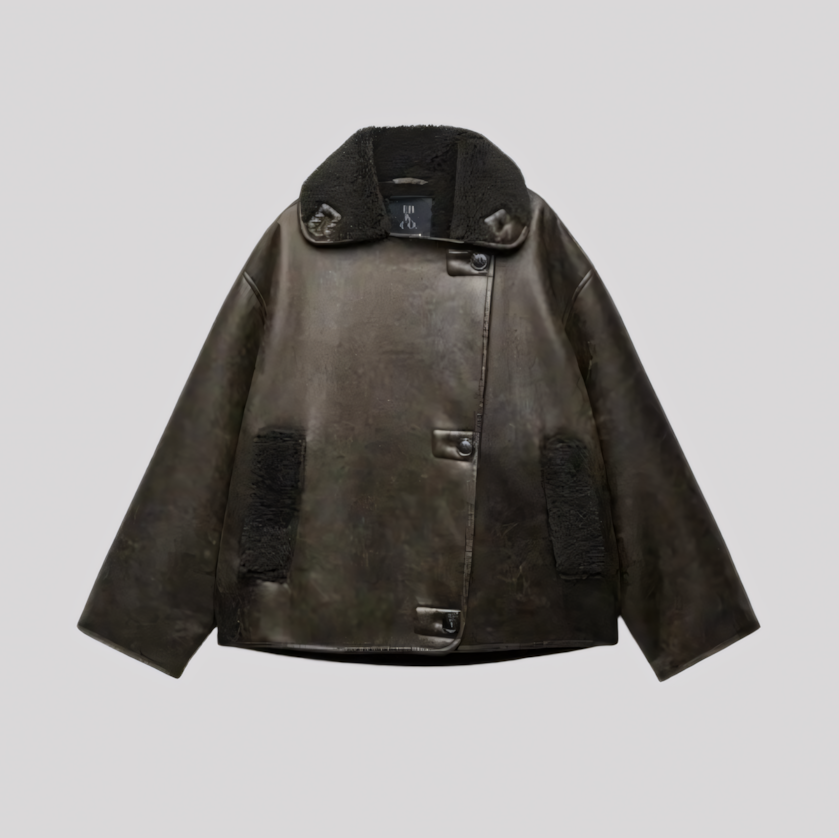 Relaxed Fit Shearling Lined Winter Jacket