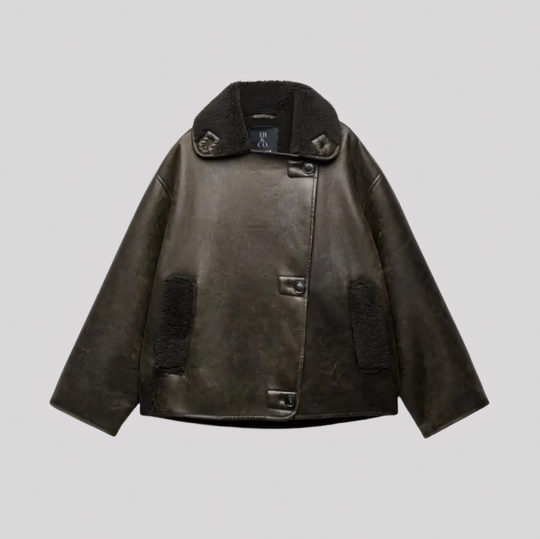 Relaxed Fit Shearling Lined Winter Jacket