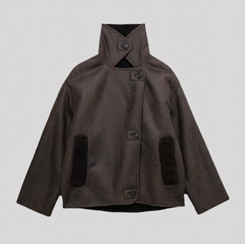 Relaxed Fit Shearling Lined Winter Jacket