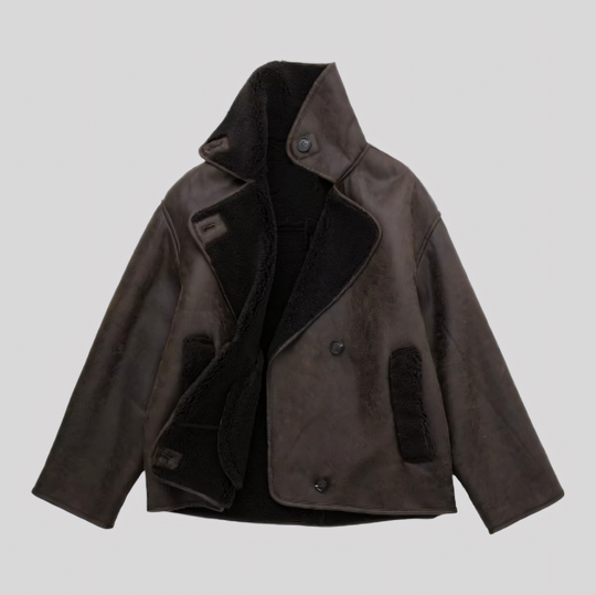 Relaxed Fit Shearling Lined Winter Jacket