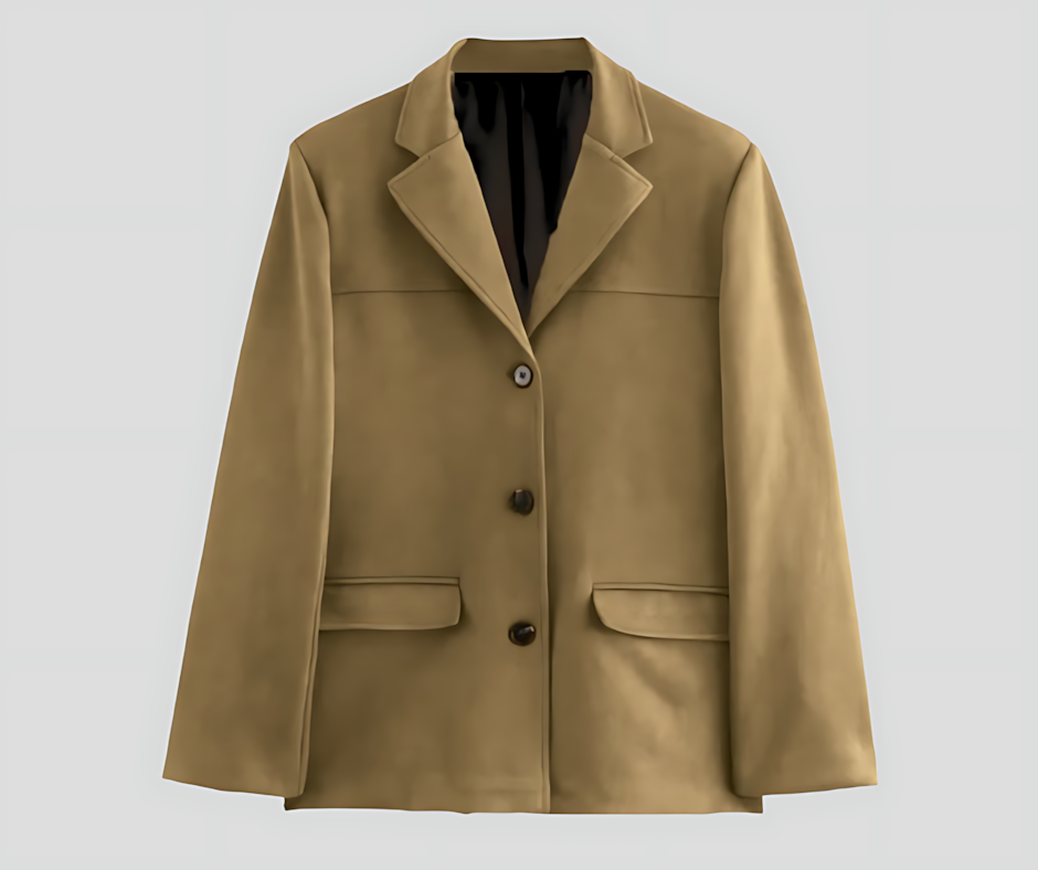 Women's Vintage Suede Blazer with Lapel Collar