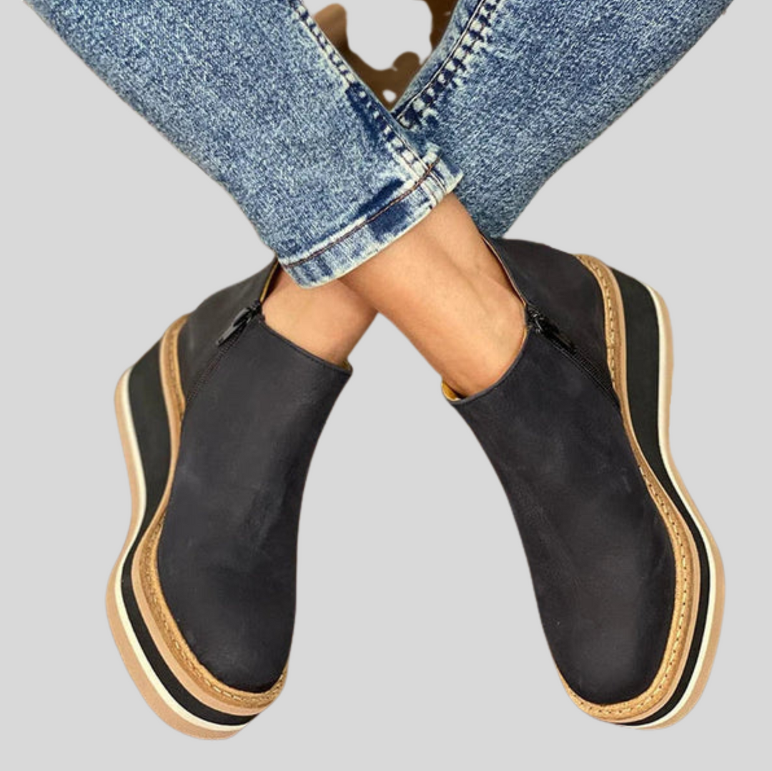 Women's Slip-on Wedge Ankle Boots with Zipper Closure