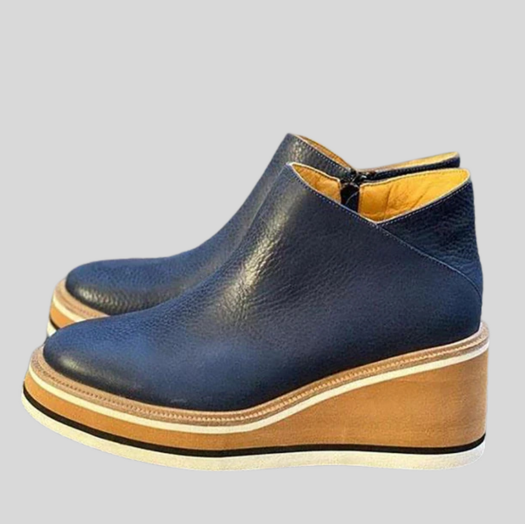 Women's Slip-on Wedge Ankle Boots with Zipper Closure