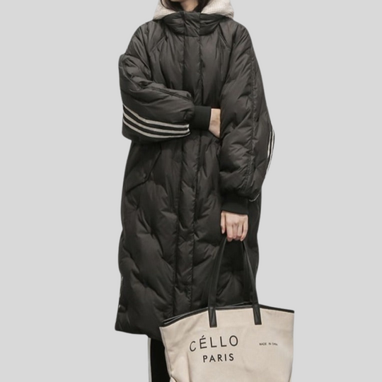Quilted Hooded Winter Puffer Jacket for Women – Extended Length Design