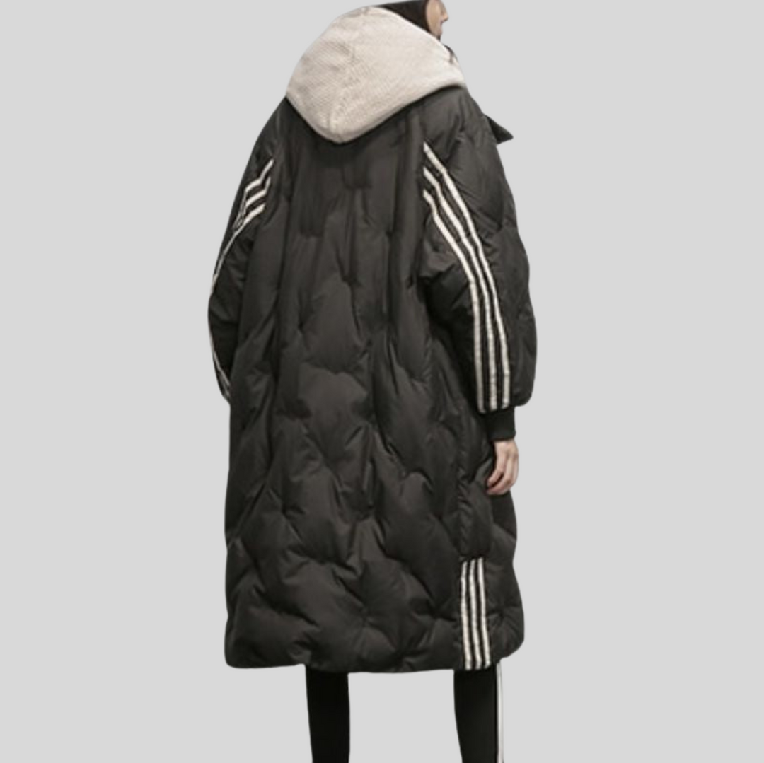 Quilted Hooded Winter Puffer Jacket for Women – Extended Length Design