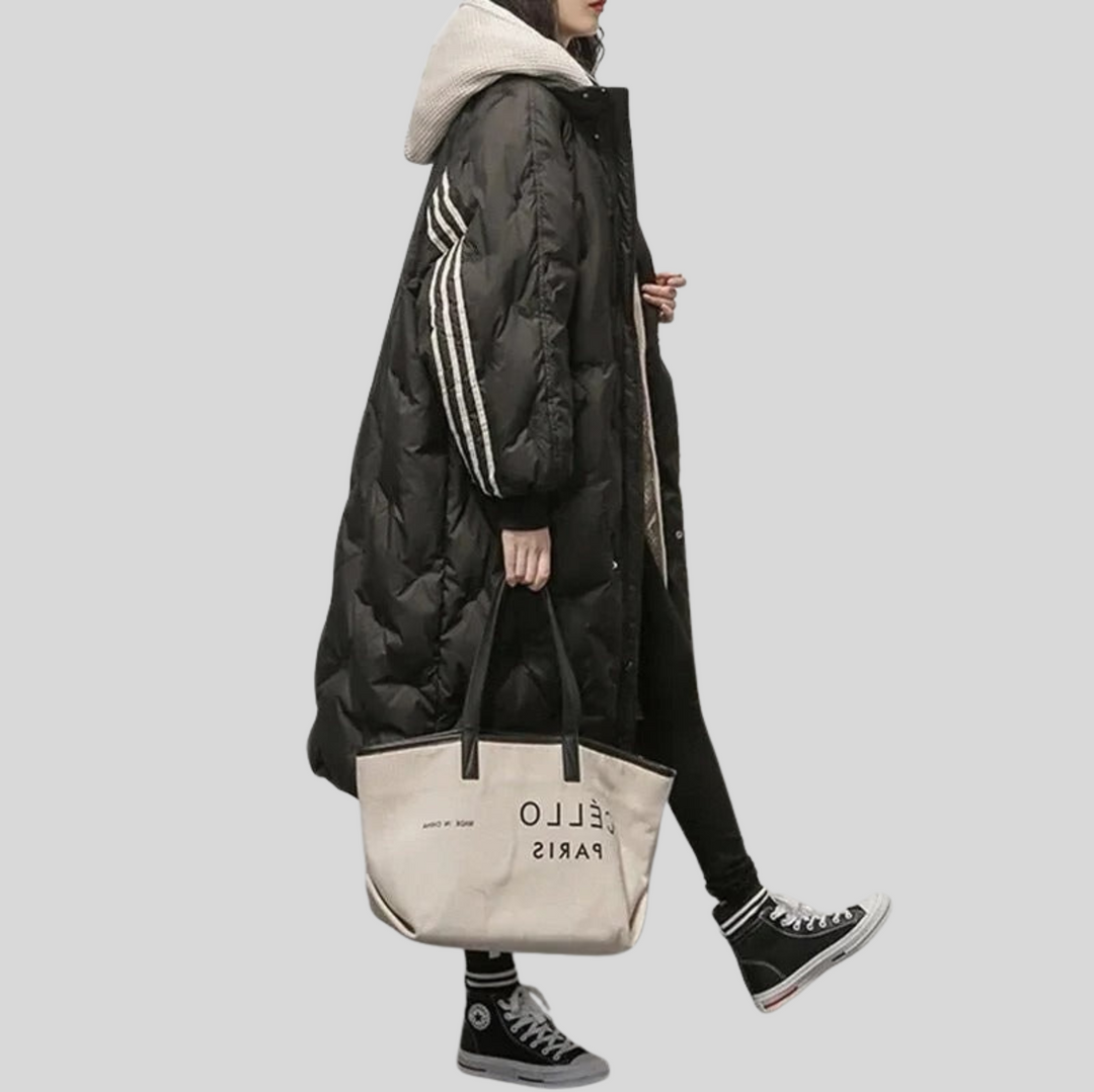 Quilted Hooded Winter Puffer Jacket for Women – Extended Length Design