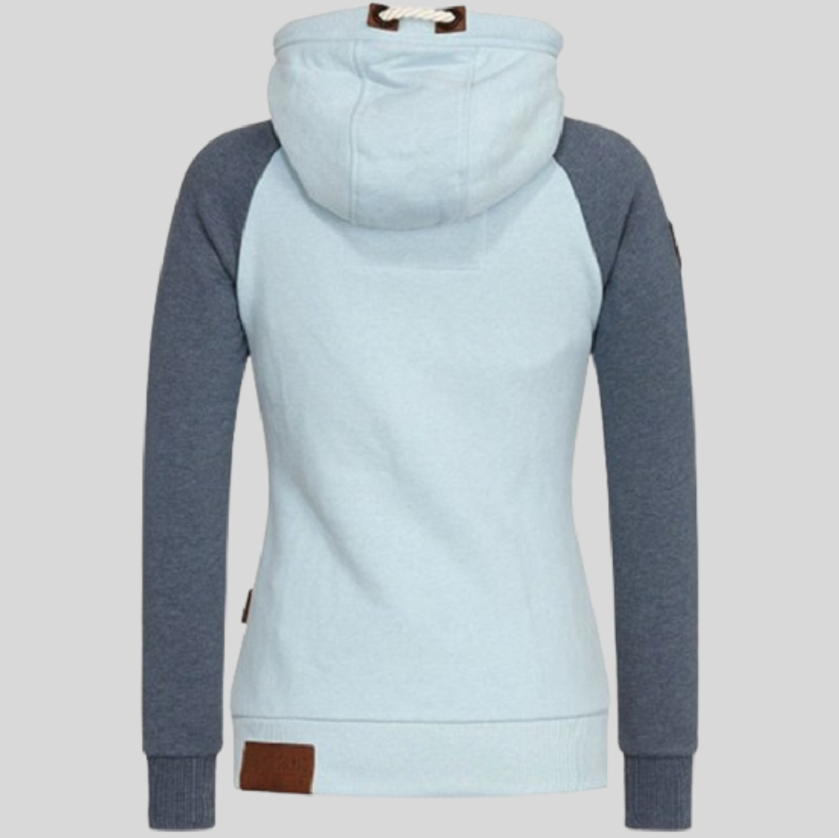 Women's Long-sleeved Zip-Up Hoodie with Drawstring