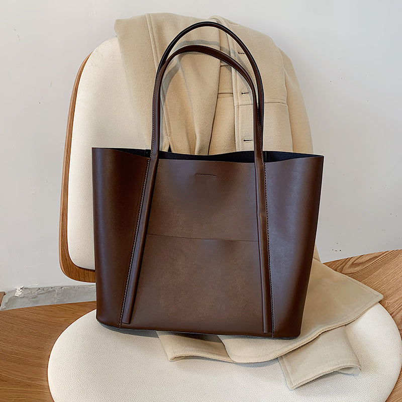 Minimalist Tote Bag with Front Pocket for Women